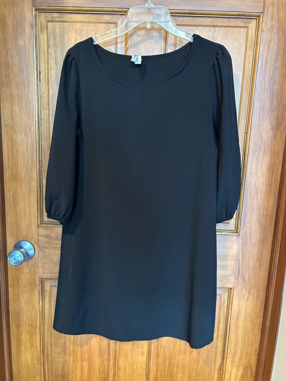 Black Puff-Sleeve Mini Dress - Elegant Women's Shift